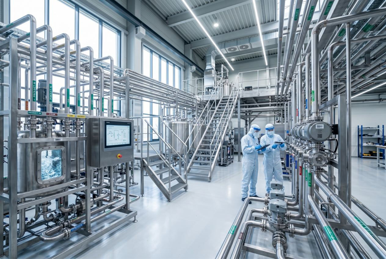 Instalación industrial de acero inoxidable